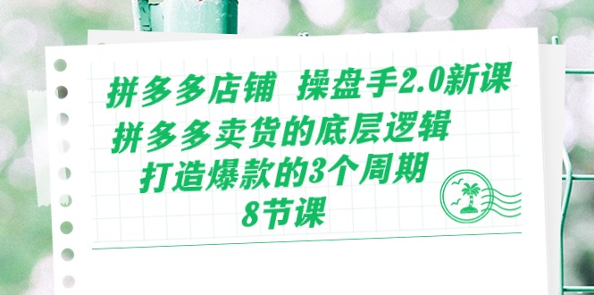 拼多多店铺操盘手2.0新课，拼多多卖货的底层逻辑，打造爆款的3个周期（8节）-老月项目库