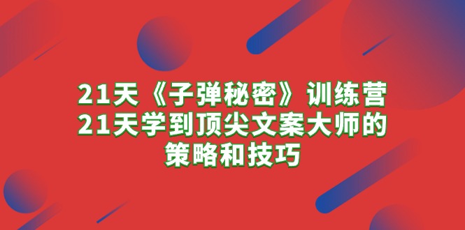 （10209期）21天《子弹秘密》训练营，21天学到顶尖文案大师的策略和技巧-老月项目库