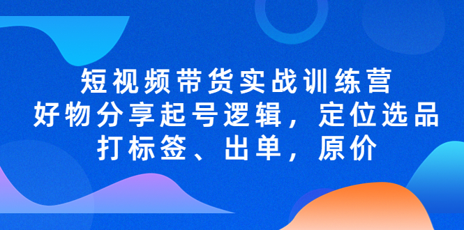 短视频带货实战训练营，好物分享起号逻辑，定位选品打标签、出单，原价-老月项目库