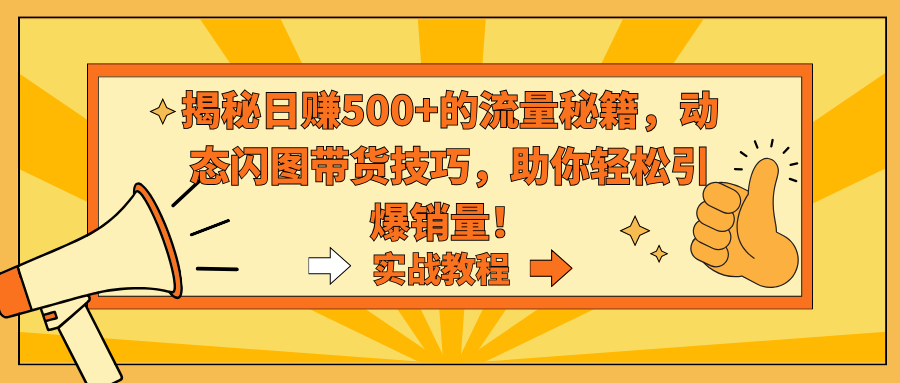 揭秘日赚500+的流量秘籍，动态闪图带货技巧，助你轻松引爆销量！-老月项目库