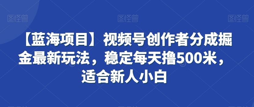 视频号创作者分成掘金最新玩法，稳定每天撸500米，适合新人小白-老月项目库