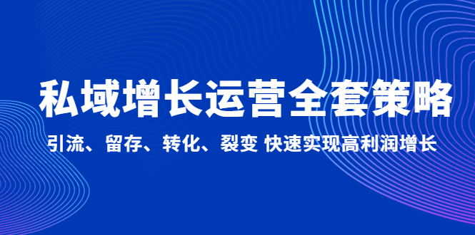 私域增长运营全套策略：引流、留存、转化、裂变 快速实现高利润增长-老月项目库