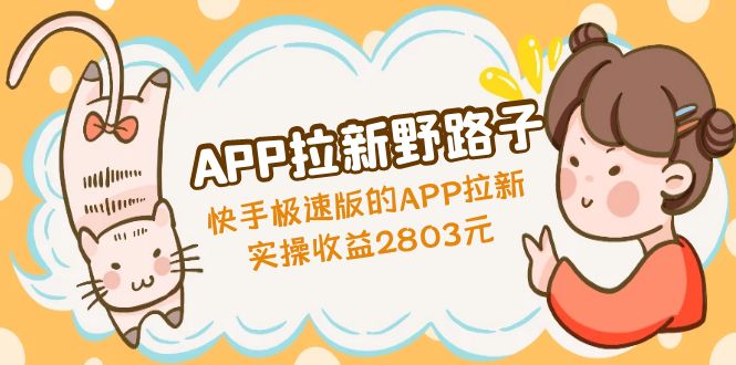 APP拉新野路子：快手极速版的APP拉新赚，实操收益2803元-老月项目库