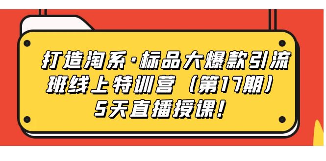 打造淘系·标品大爆款引流班线上特训营（第17期）5天直播授课！-老月项目库