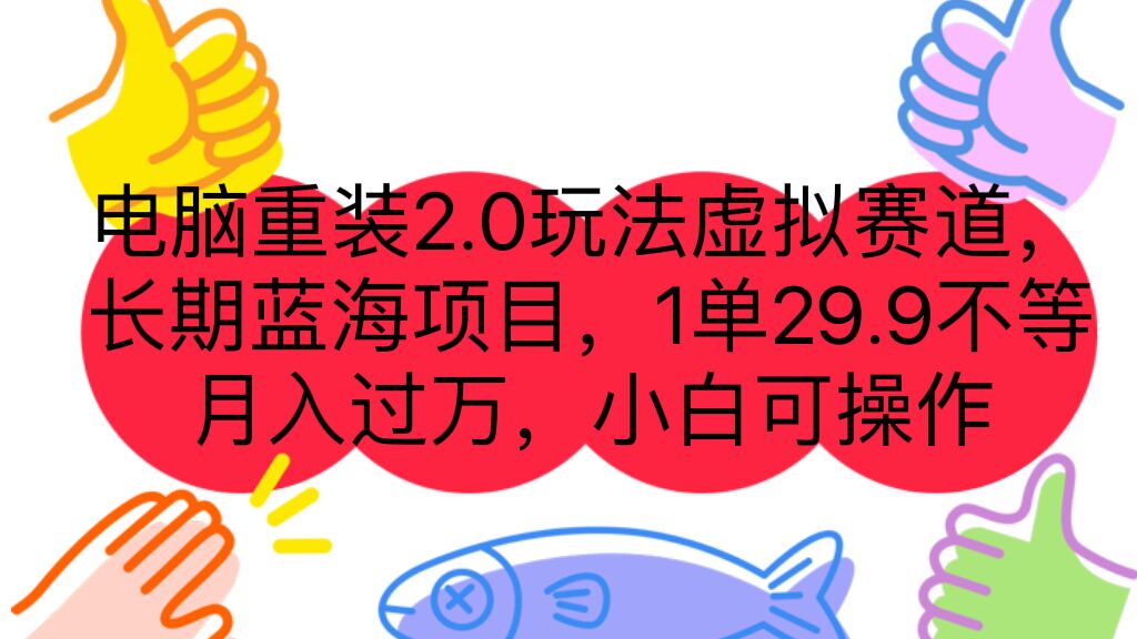 电脑重装2.0玩法虚拟赛道，长期蓝海项目 一单29.9不等 月入过万 小白可操作-老月项目库