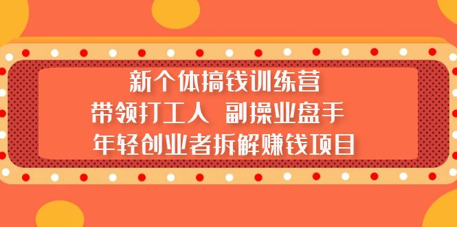 新个体搞钱训练营：带领打工人 副操业盘手 年轻创业者拆解赚钱项目-老月项目库