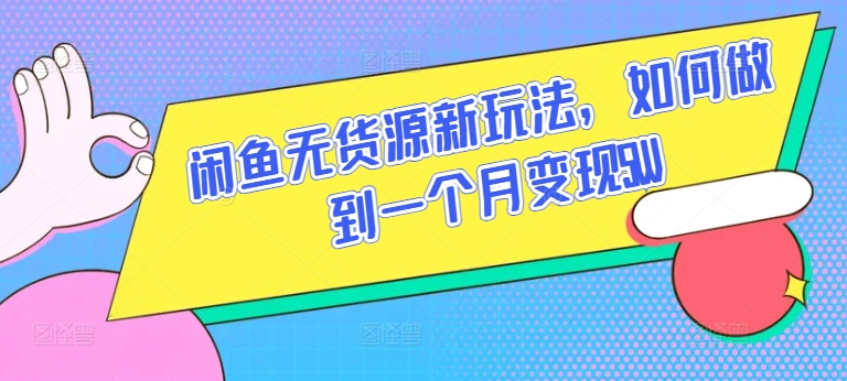 闲鱼无货源新玩法，如何做到一个月变现5W-老月项目库