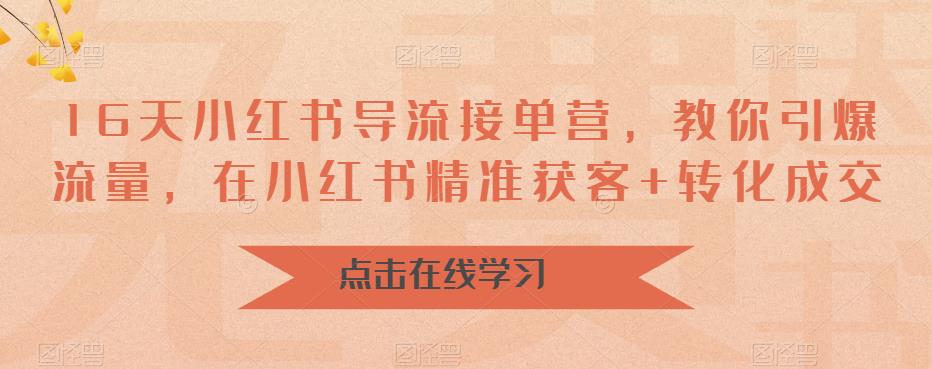 16天-小红书 导流接单营，教你引爆流量，在小红书精准获客+转化成交-老月项目库