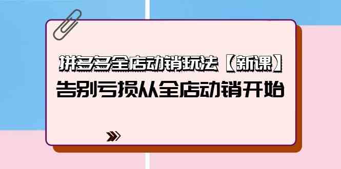 拼多多全店动销玩法【新课】，告别亏损从全店动销开始（4节视频课）-老月项目库