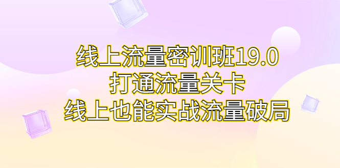 线上流量密训班19.0，打通流量关卡，线上也能实战流量破局-老月项目库