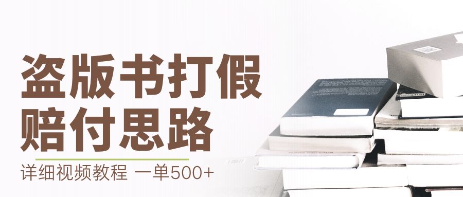 最新盗版书赔付打假项目，一单利润500+【详细玩法视频教程】-老月项目库