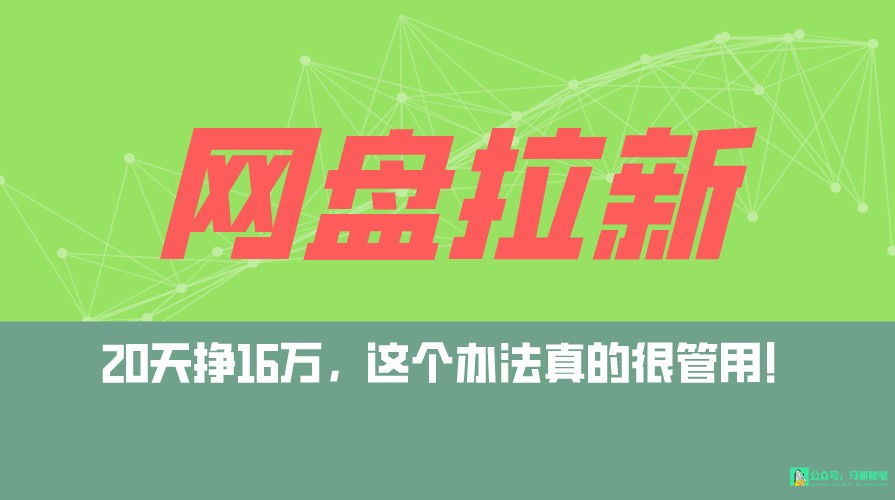 网盘拉新+私域全自动玩法，0粉起号，小白可做，当天见收益，已测单日破5000-老月项目库