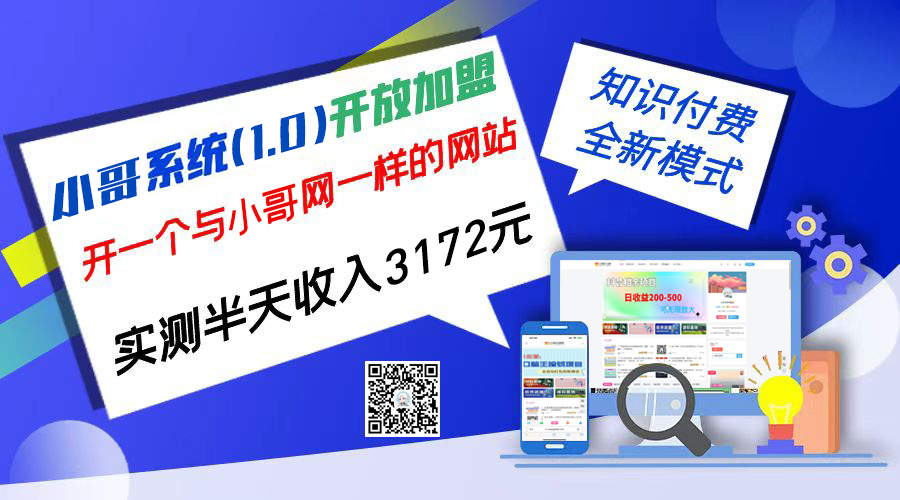 独家项目：小哥资源网开放加盟,资源免费对接实测一天收入2000+-老月项目库