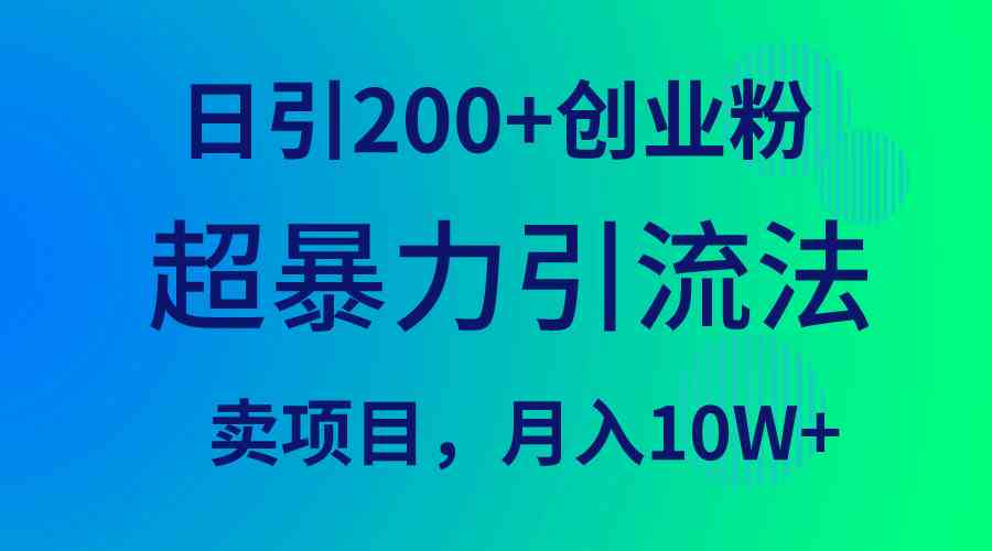 （9654期）超暴力引流法，日引200+创业粉，卖项目月入10W+-老月项目库