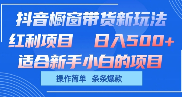 抖音橱窗带货新玩法，单日收益几张，操作简单，条条爆款-老月项目库