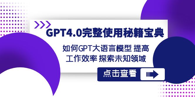 GPT4.0完整使用-秘籍宝典：如何GPT大语言模型 提高工作效率 探索未知领域-老月项目库