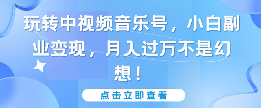 玩转中视频音乐号，小白副业变现，月入过万不是幻想-老月项目库