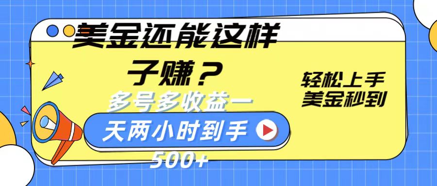 美金还能这样子赚？轻松上手，美金秒到账 多号多收益，一天 两小时，到手500+-老月项目库