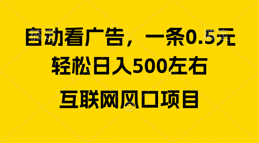 （10306期）广告收益风口，轻松日入500+，新手小白秒上手，互联网风口项目-老月项目库