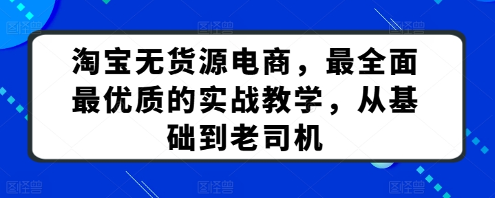 淘宝无货源电商，最全面最优质的实战教学，从基础到老司机-老月项目库