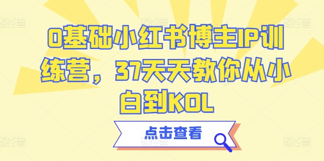 0基础小红书博主IP训练营，37天天教你从小白到KOL-老月项目库