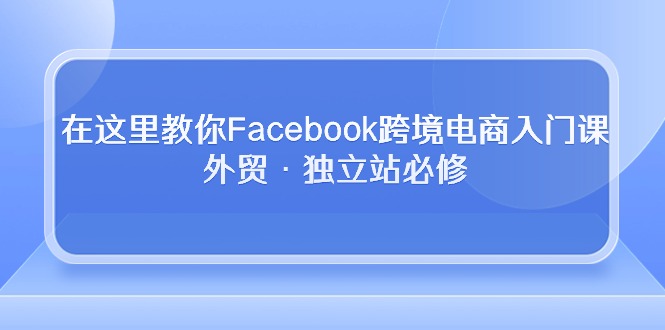 在这里教你Facebook跨境电商入门课，外贸·独立站必修（19节课）-老月项目库