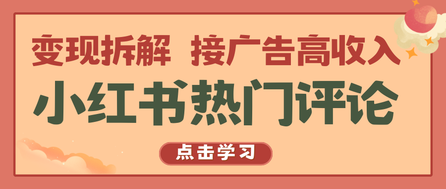 小红书热门评论，变现拆解，接广告高收入-老月项目库