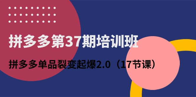 （10835期）拼多多第37期培训班：拼多多单品裂变起爆2.0（17节课）-老月项目库