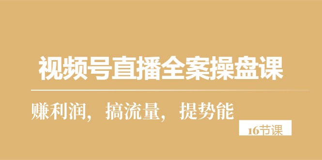 （10207期）视频号直播全案操盘课，赚利润，搞流量，提势能（16节课）-老月项目库