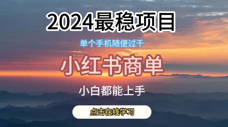 2024最稳蓝海项目，小红书商单项目，没有之一-老月项目库