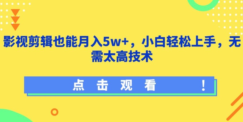 影视剪辑也能月入5w+，小白轻松上手，无需太高技术-老月项目库