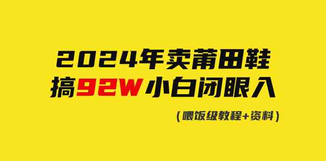 （9329期）2024年卖莆田鞋，搞了92W，小白闭眼操作！-老月项目库