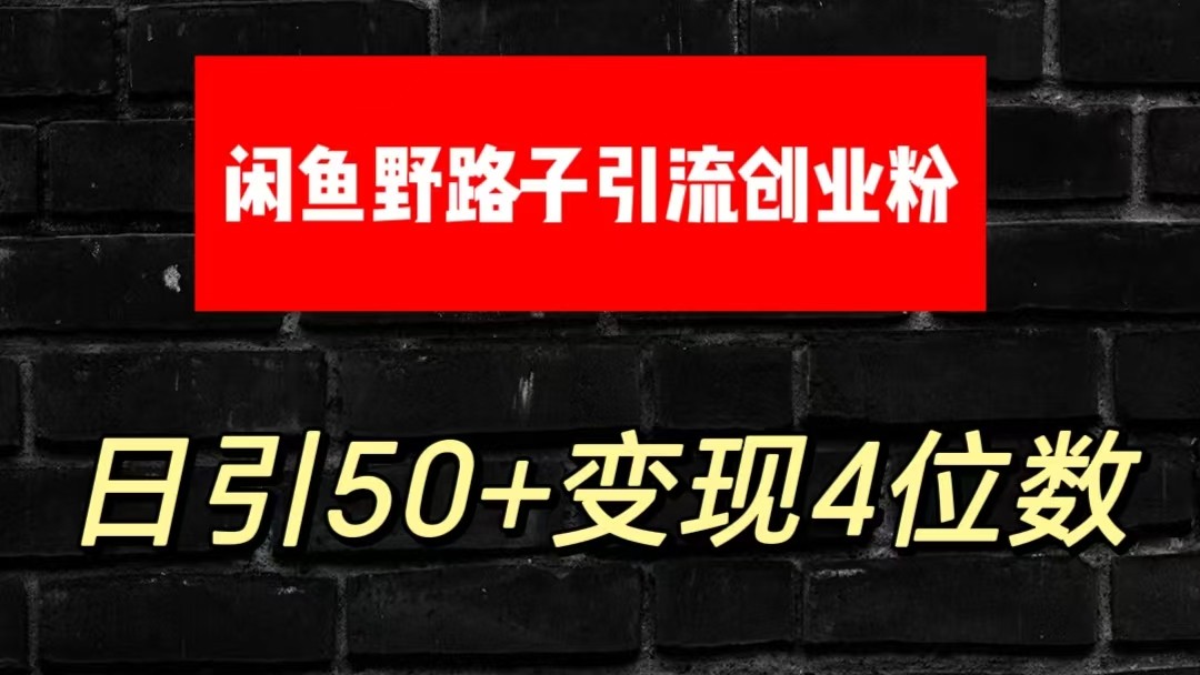 大眼闲鱼野路子引流创业粉，日引50+单日变现四位数-老月项目库