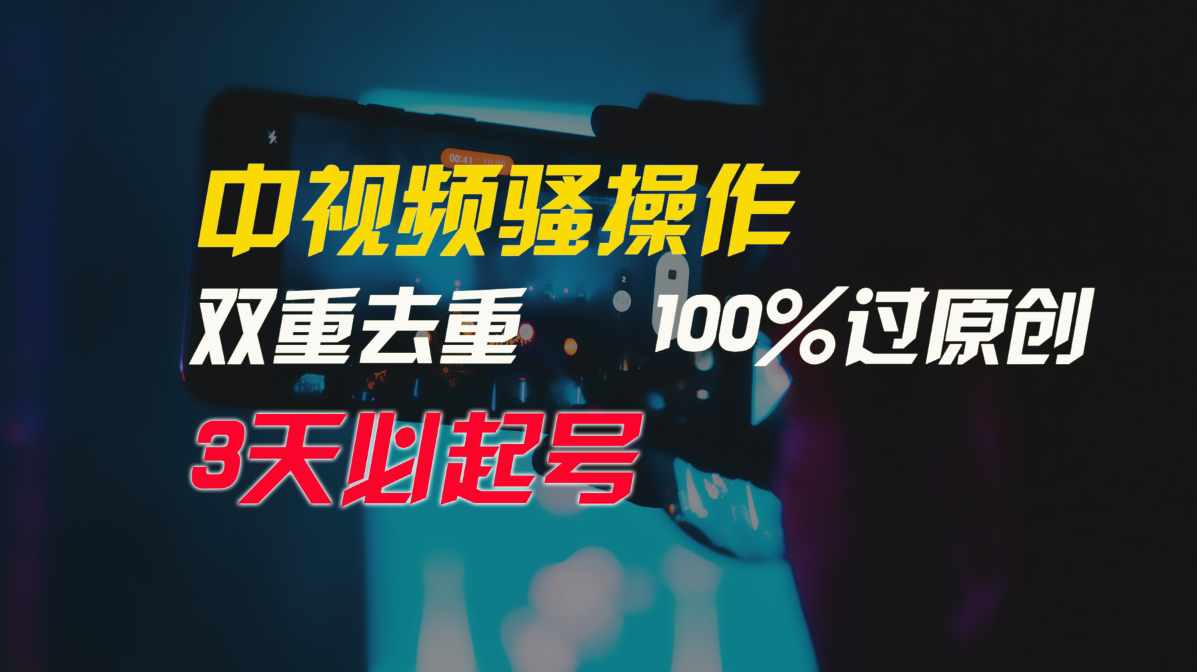 中视频骚操作，双重去重100%过原创，3天比必起号，简单无脑，月入3W+-老月项目库