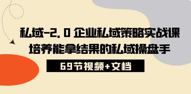 私域2.0企业私域策略实战课，培养能拿结果的私域操盘手 (69节视频+文档)-老月项目库