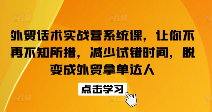 外贸话术实战营系统课，让你不再不知所措，减少试错时间，脱变成外贸拿单达人-老月项目库