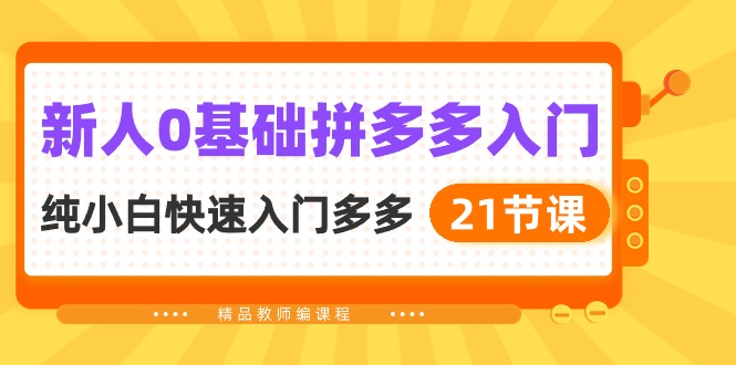 （10299期）新人0基础拼多多入门，​纯小白快速入门多多（21节课）-老月项目库