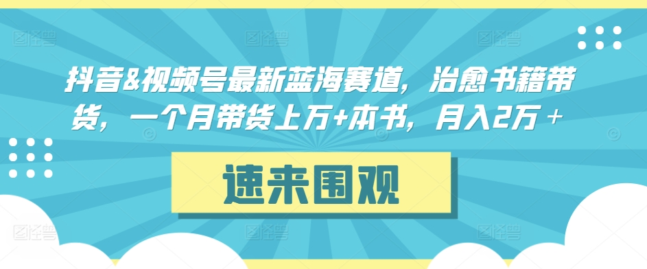 抖音&视频号最新蓝海赛道，治愈书籍带货，一个月带货上万+本书，月入2万＋-老月项目库