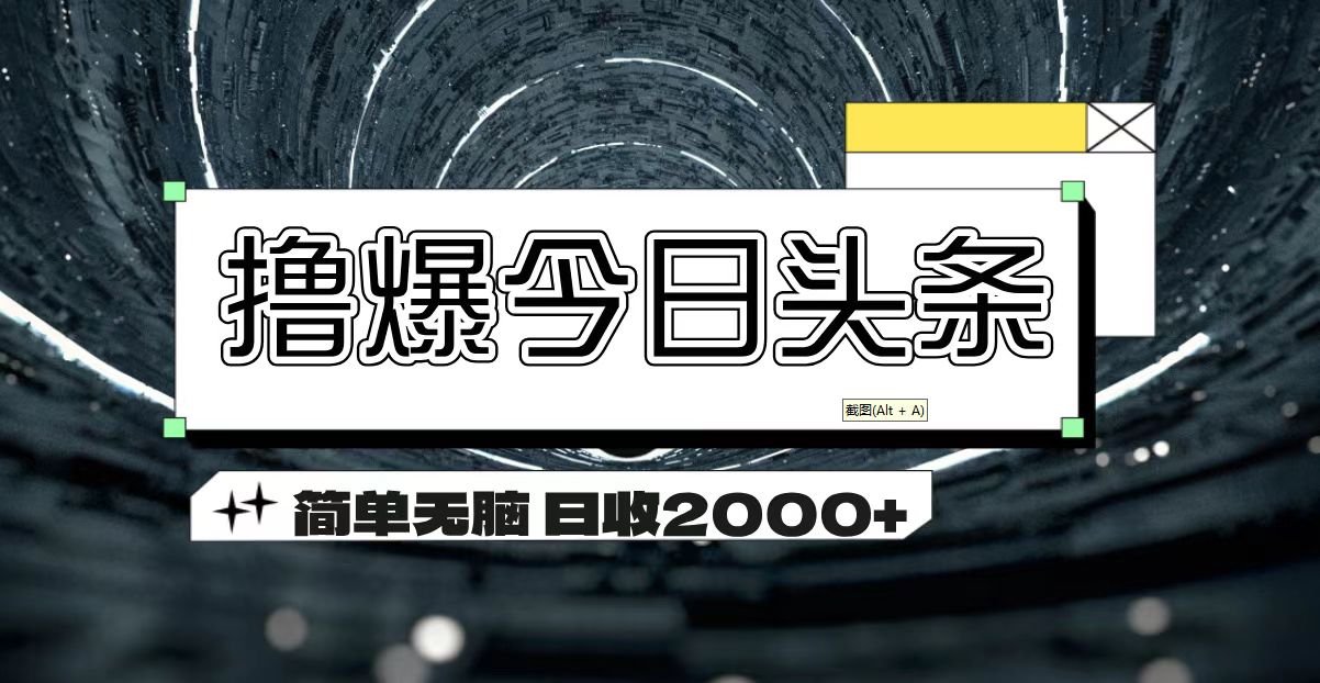 撸爆今日头条 简单无脑操作 日收2000+-老月项目库