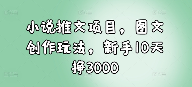 小说推文项目，图文创作玩法，新手10天挣3000-老月项目库