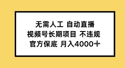 无需人工自动直播，视频号长期项目不违规，官方保底月入4000左右-老月项目库