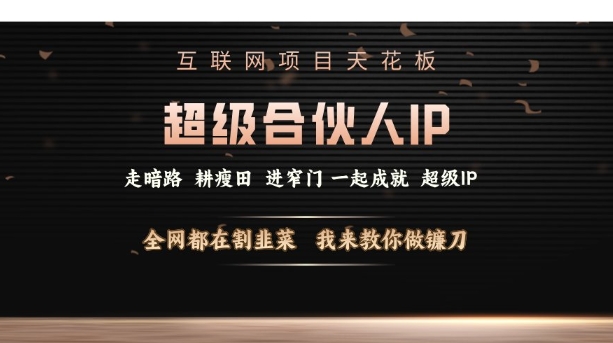 互联网项目天花板，超级合伙人IP，全网都在割韭菜，我来教你做镰刀【仅揭秘】-老月项目库