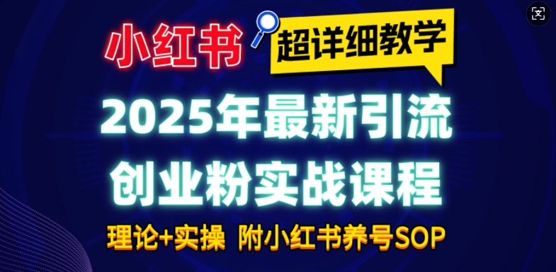 2025年最新小红书引流创业粉实战课程【超详细教学】小白轻松上手，月入1W+，附小红书养号SOP-老月项目库