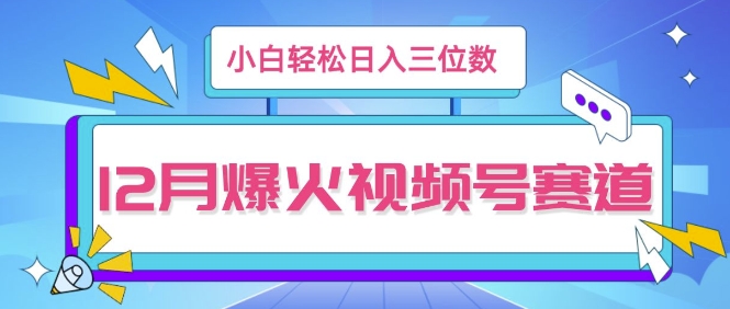 12月视频号爆火赛道，小白无脑操作，也可以轻松日入三位数-老月项目库