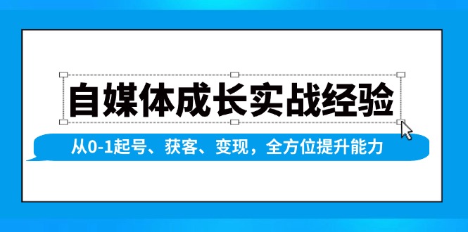 （13963期）自媒体成长实战经验，从0-1起号、获客、变现，全方位提升能力-老月项目库