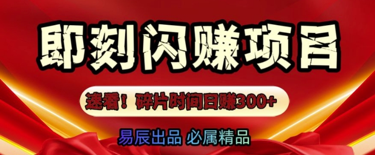 速看!零门槛即刻闪赚副业项目，轻松用碎片时间日入3张-老月项目库