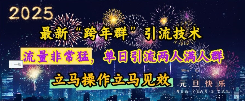 最新“跨年群”引流，流量非常猛，单日引流两人满人群，立马操作立马见效【揭秘】-老月项目库