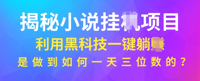 揭秘小说项目，利用黑科技一键躺Z模式，是如何做到一天三位数的-老月项目库