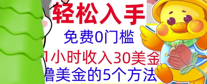 免费撸美刀的5个方法，1小时收入30美刀，0门槛，轻松入手-老月项目库