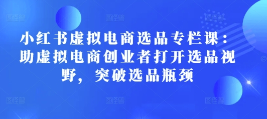 小红书虚拟电商选品专栏课：助虚拟电商创业者打开选品视野，突破选品瓶颈-老月项目库